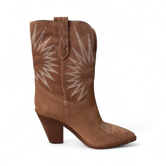 Marc Fisher Women's Rogers Leather Embroidered Cowboy Western Boot Brown Size 7M - Picture 8 of 11